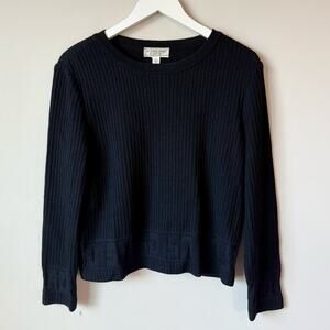 St. John Sport | Black Ribbed Logo Sweater